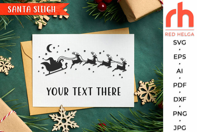 Santa Sleigh SVG - Christmas Reindeers Cut File SVG RedHelgaArt 