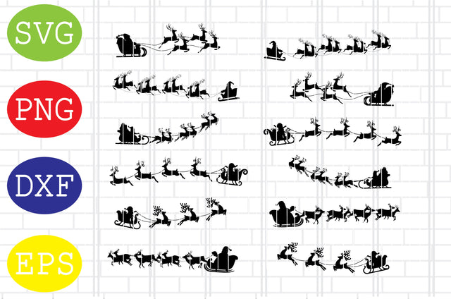 Santa Sleigh Svg, Christmas Svg, Png, Eps, Dxf Files SVG DigitalSvgFiles 