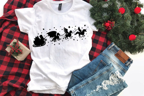 Santa Sleigh SVG - Santa and Mythical Animals SVG File SVG Old Market 