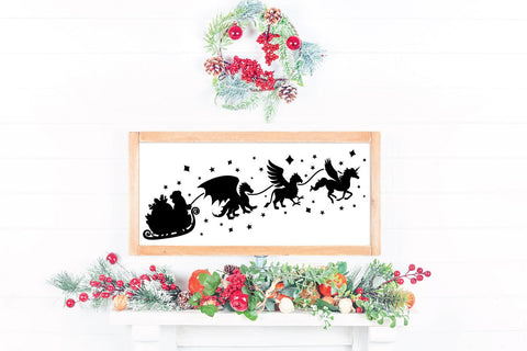Santa Sleigh SVG - Santa and Mythical Animals SVG File SVG Old Market 