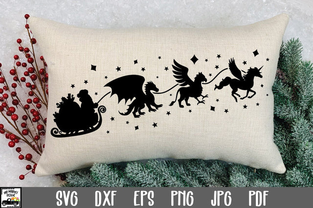Santa Sleigh SVG - Santa and Mythical Animals SVG File SVG Old Market 