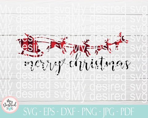 Santa Sleigh SVG, Santa Claus Svg, Santa with Sleigh and Reindeer, Reindeer Svg, Buffalo Plaid christmas decor, Merry Christmas Svg, PNG SVG MyDesiredSVG 