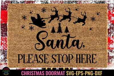 Santa Stop Here SVG I Christmas Doormat SVG I Door Mat SVG SVG Happy Printables Club 