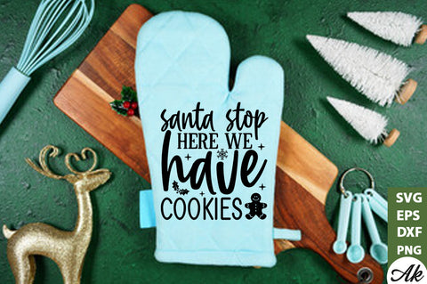 Santa stop here we have cookies Pot Holder SVG SVG akazaddesign 