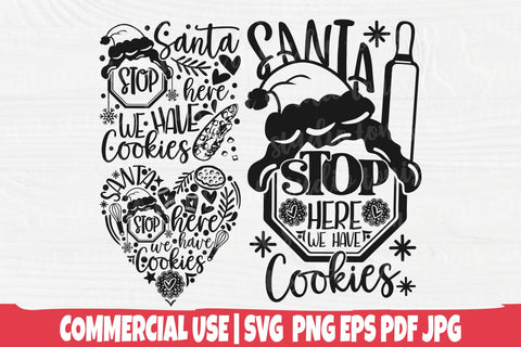 Santa Stop Here We Have Cookies SVG - Christmas Baking Svg - Pot Holder Svg - Cut File - Cricut - Silhouette - COMMERCIAL USE SVG TonisArtStudio 