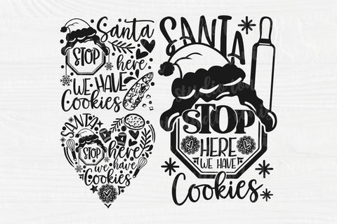 Santa Stop Here We Have Cookies SVG - Christmas Baking Svg - Pot Holder Svg - Cut File - Cricut - Silhouette - COMMERCIAL USE SVG TonisArtStudio 