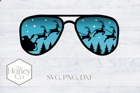 Santa Sunglasses SVG | Aviator Sublimation PNG File SVG The Honey Company 