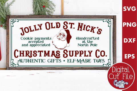 Santa Supply Company Sign, Vintage Christmas Farmhouse Svg SVG Crafty Mama Studios 