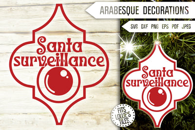 Santa Surveillance Christmas Svg. Funny Arabesque Tile Ornaments Svg. Arabesque Bauble. Lowe's Tile Svg. Christmas Decorations Dxf Eps, Png SVG Mint And Beer Creations 
