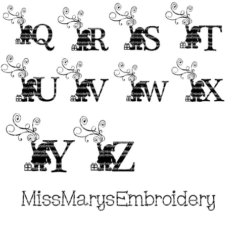 Santa Swirls Letters SVG MissMarysEmbroidery 