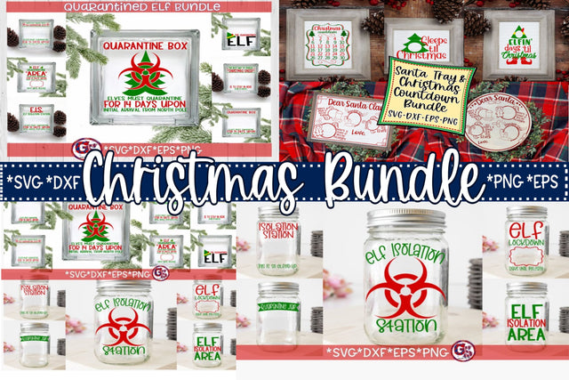 Santa Tray Elf Quarantine Christmas Countdown Bundle SVG DXF EPS PNG SVG Greedy Stitches 