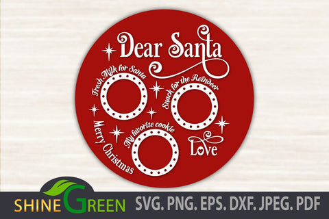 Santa Tray Round SVG - Christmas Decor SVG Cut File SVG Shine Green Art 