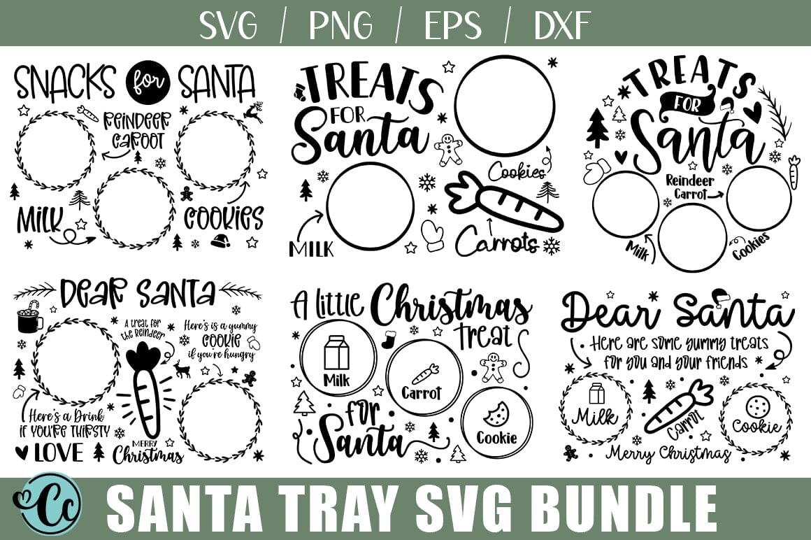 Santa Tray Svg Bundle Santa Plate Svg Santa Milk Cookies Svg Cookies For Santa Svg Carrot