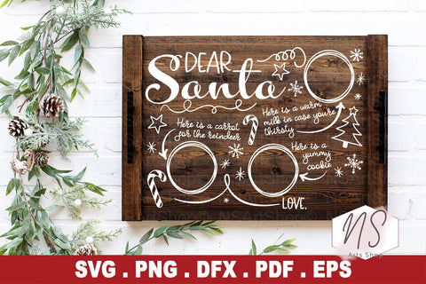 Santa Tray SVG, Christmas svg, Dear Santa svg, milk and cookies platter svg, Christmas Santa Plate, Rudolph carrot svg SVG NS Arts Shop 