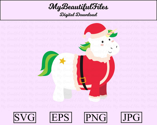 santa unicorn - animal SVG MyBeautifulFiles 