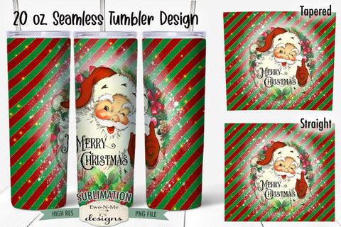 Santa Vintage Christmas 20 oz. Tumbler Sublimation Design Sublimation Ewe-N-Me Designs 