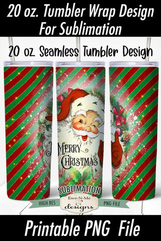Santa Vintage Christmas 20 oz. Tumbler Sublimation Design Sublimation Ewe-N-Me Designs 