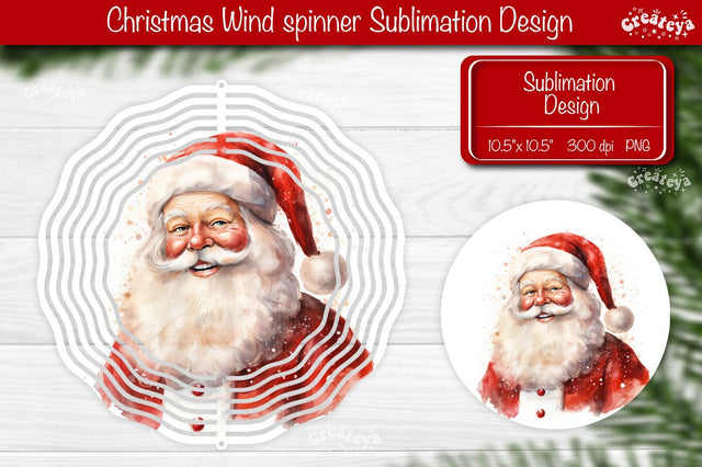 Santa Wind spinner, Christmas wind spinner Sublimation Vintage sublimation wind spinner watercolor PNG Sublimation Createya Design 