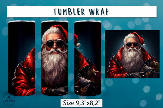 Santa with sunglasses | Dark Christmas tumbler png Sublimation Olga Boat Design 
