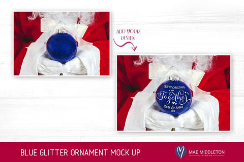 Santa's Blue Glitter Ornament | Christmas Mockup Mock Up Photo Mae Middleton Studio 