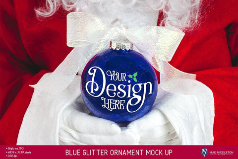 Santa's Blue Glitter Ornament | Christmas Mockup Mock Up Photo Mae Middleton Studio 