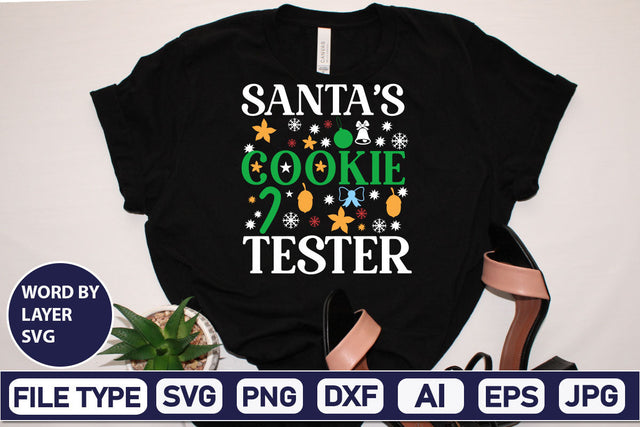 Santa's Cookie Tester SVG Cut File SVGs,Quotes and Sayings,Food & Drink,On Sale, Print & Cut SVG DesignPlante 503 