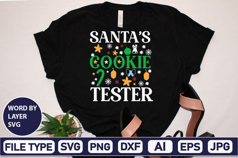 Santa's Cookie Tester SVG Cut File SVGs,Quotes and Sayings,Food & Drink,On Sale, Print & Cut SVG DesignPlante 503 