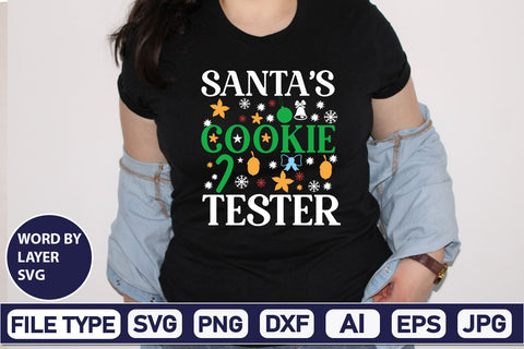 Santa's Cookie Tester SVG Cut File SVGs,Quotes and Sayings,Food & Drink,On Sale, Print & Cut SVG DesignPlante 503 