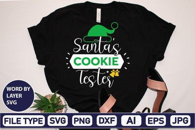 Santa's Cookie Tester SVG Cut File SVGs,Quotes and Sayings,Food & Drink,On Sale, Print & Cut SVG DesignPlante 503 