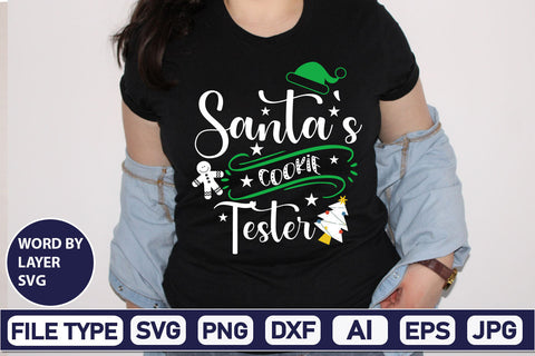 Santa's Cookie Tester SVG Cut File SVGs,Quotes and Sayings,Food & Drink,On Sale, Print & Cut SVG DesignPlante 503 