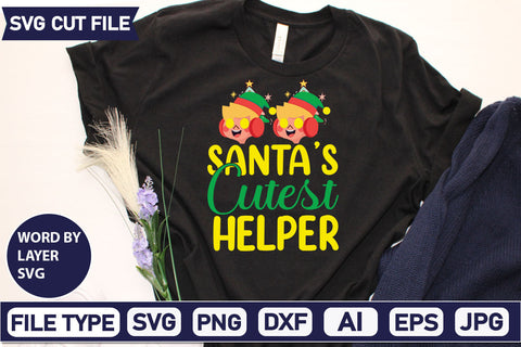 Santa's Cutest Helper SVG Cut File SVGs quotes-and-sayings food-drink mini-bundles print-cut on-sale Clipart Clip Art Sublimation or Vinyl Shirt Design SVG DesignPlante 503 