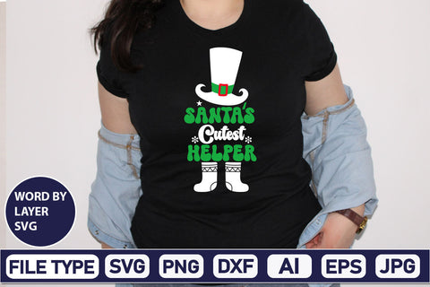 Santa's Cutest Helper SVG Cut File SVGs,Quotes and Sayings,Food & Drink,On Sale, Print & Cut SVG DesignPlante 503 