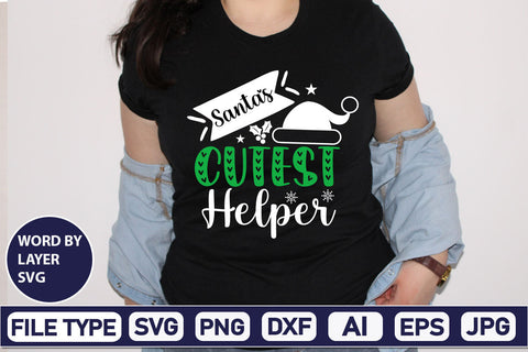 Santa's Cutest Helper SVG Cut File SVGs,Quotes and Sayings,Food & Drink,On Sale, Print & Cut SVG DesignPlante 503 