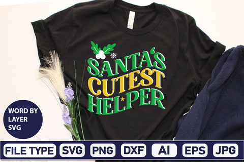 Santa's Cutest Helper SVG Cut File SVGs,Quotes and Sayings,Food & Drink,On Sale, Print & Cut SVG DesignPlante 503 