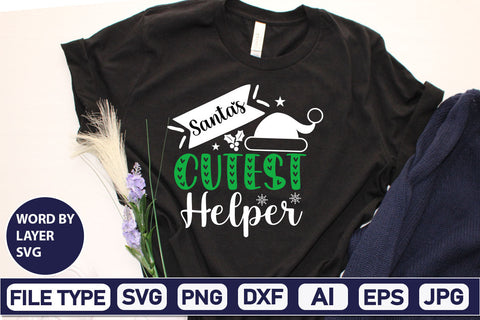 Santa's Cutest Helper SVG Cut File SVGs,Quotes and Sayings,Food & Drink,On Sale, Print & Cut SVG DesignPlante 503 