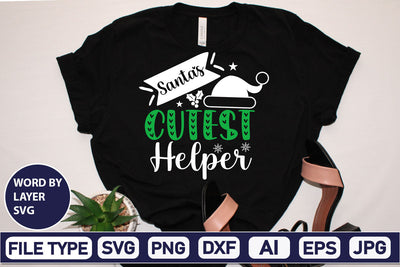Santa's Cutest Helper SVG Cut File SVGs,Quotes and Sayings,Food & Drink,On Sale, Print & Cut SVG DesignPlante 503 