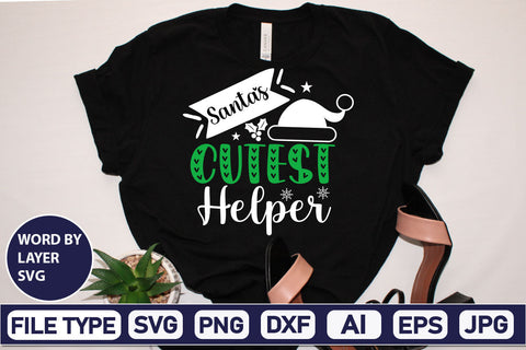 Santa's Cutest Helper SVG Cut File SVGs,Quotes and Sayings,Food & Drink,On Sale, Print & Cut SVG DesignPlante 503 