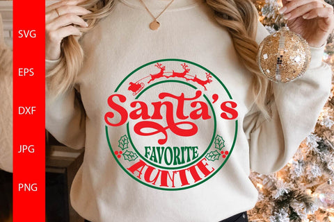 Santa's Favorite Auntie SVG Free For Commercial Use SVG Sintegra 