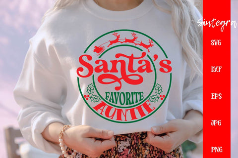 Santa's Favorite Auntie SVG Free For Commercial Use SVG Sintegra 