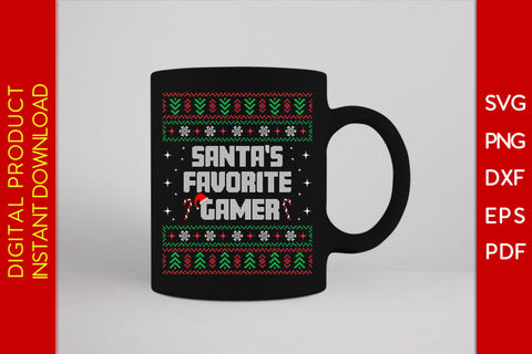 Santa's Favorite Gamer Christmas Ugly Sweater Design SVG PNG EPS Cut File SVG Creativedesigntee 