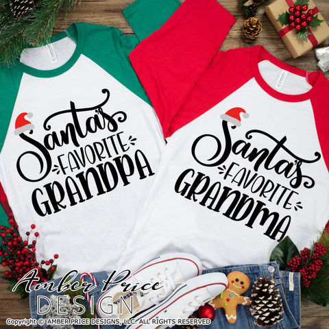 Santa's favorite Grandma & Grandpa SVG | Grandparent's Christmas SVG PNG DXF | Winter Pregnancy Reveal SVGs | Holiday Decor SVGs SVG Amber Price Design 