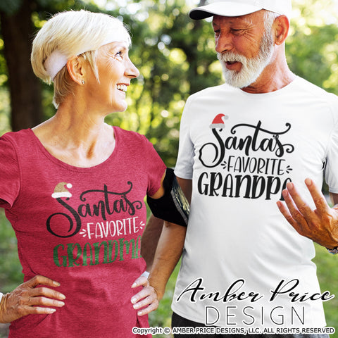 Santa's favorite Grandma & Grandpa SVG | Grandparent's Christmas SVG PNG DXF | Winter Pregnancy Reveal SVGs | Holiday Decor SVGs SVG Amber Price Design 