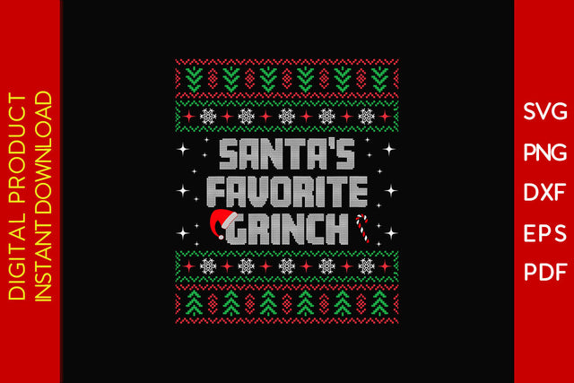 Santa's Favorite Grinch Christmas Ugly Sweater Design SVG PNG EPS Cut File SVG Creativedesigntee 