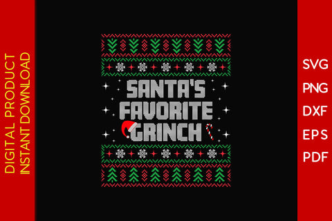 Santa's Favorite Grinch Christmas Ugly Sweater Design SVG PNG EPS Cut File SVG Creativedesigntee 