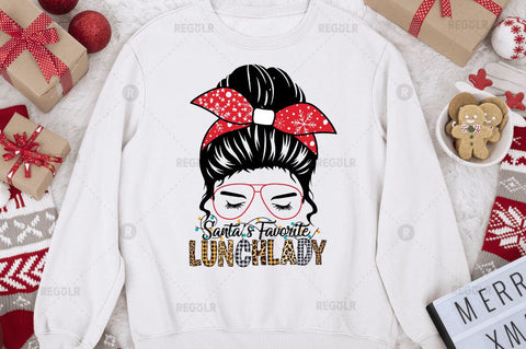 Santa's favorite Lunchlady Sublimation Design Sublimation Regulrcrative 
