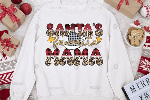 Santa's favorite mama Sublimation Design Sublimation Regulrcrative 