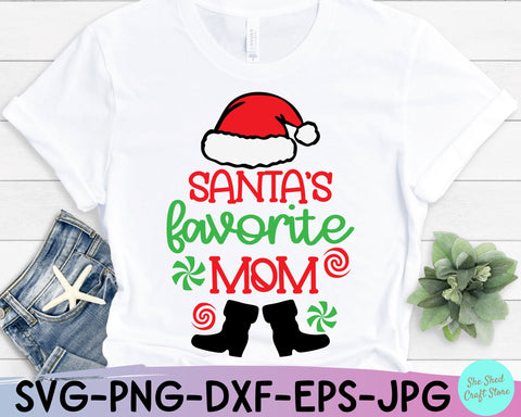 Santa's Favorite Mom SVG, Mom Christmas SVG Cut Files SVG She Shed Craft Store 
