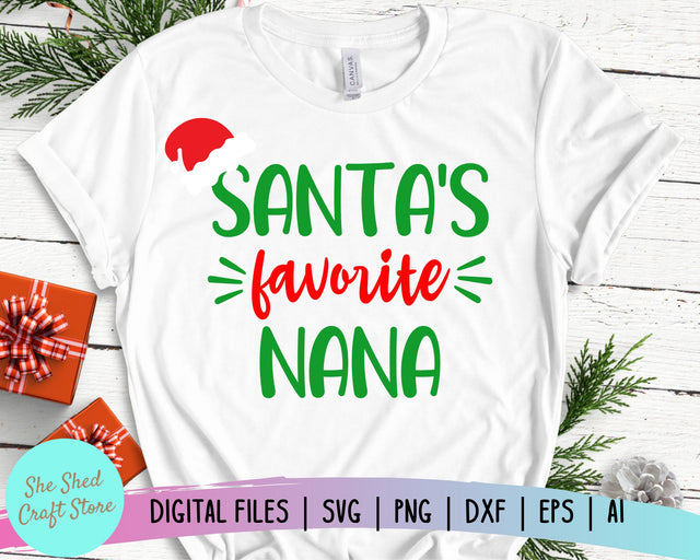 Santa's favorite Nana - Christmas SVG - Winter Holiday Designs SVG She Shed Craft Store 