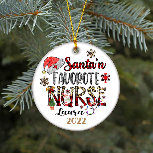 Santa's Favorite Nurse Christmas Ornament, Nurse Appreciation Gift, Nurse Graduate Gift, Nurse Retirement Gift, Bachelor Degree Nurse Gift Sublimation CaldwellArt 