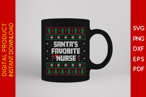 Santa's Favorite Nurse Christmas Ugly Sweater Design SVG PNG EPS Cut File SVG Creativedesigntee 